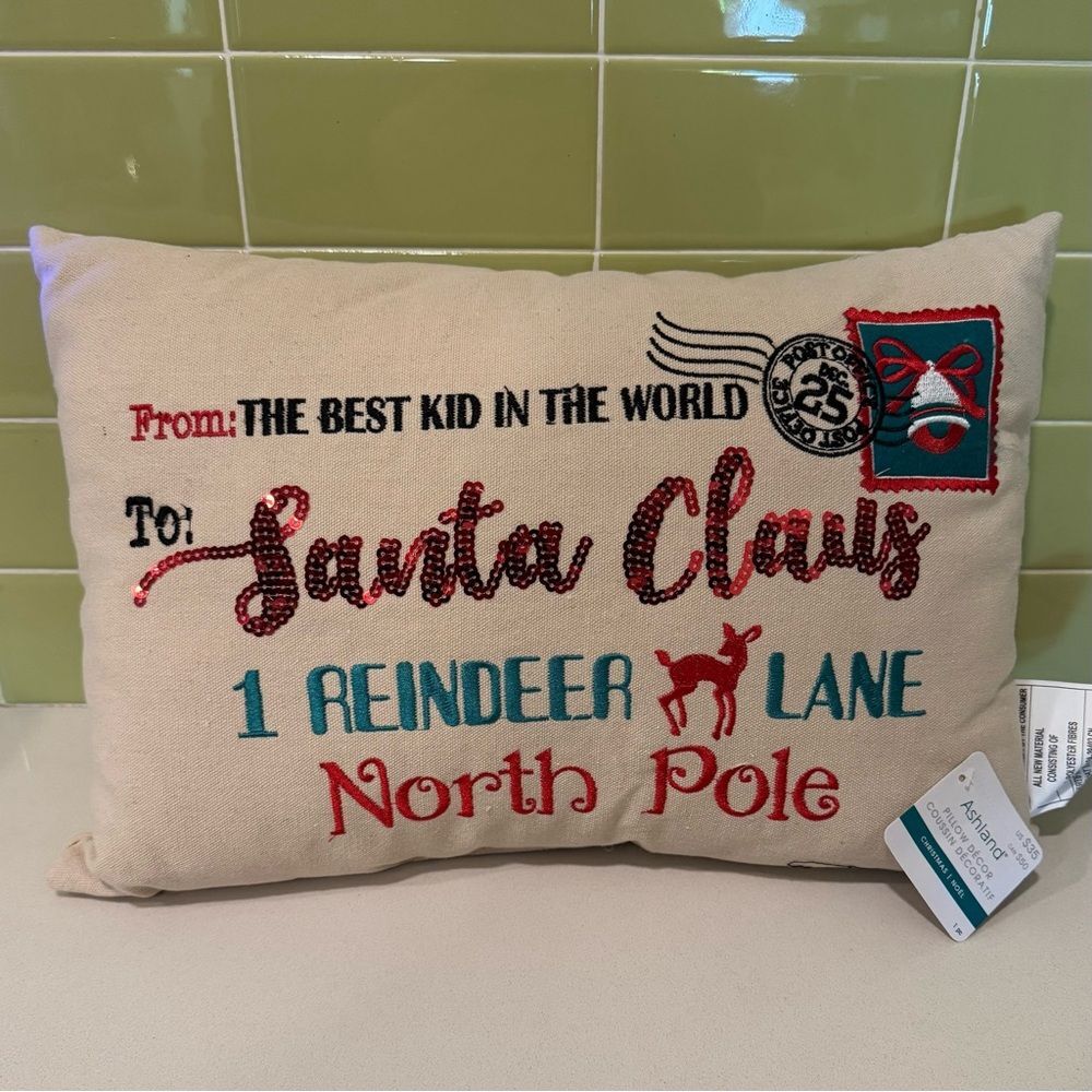 Ashland Holiday Pillow with Red and Blue Accents